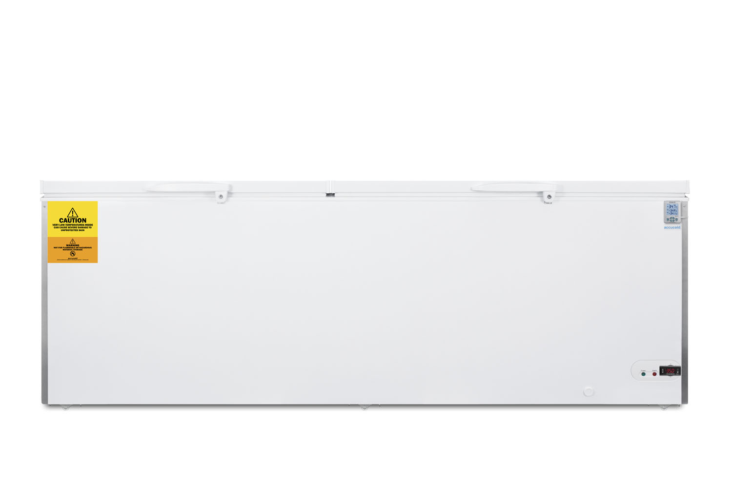 -35 C laboratory 26.7 cu.ft. chest freezer with stainless steel corner guards, NIST calibrated thermometer with alarm, and lock